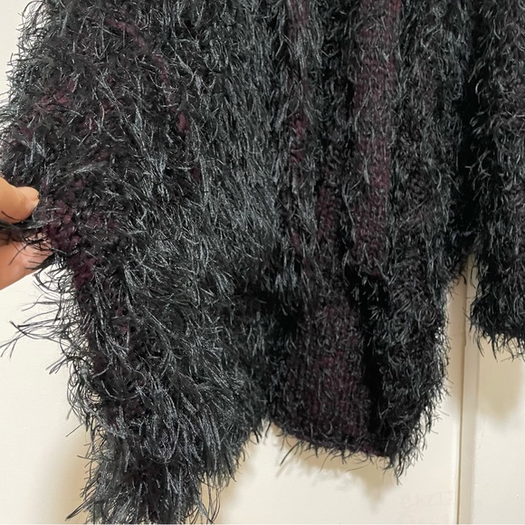 Masnada (Italy) Wool Cardigan Open Front Black/Bordo Size Medium - Picture 4 of 7